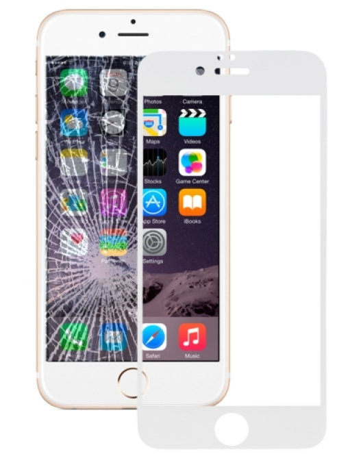 Apple iPhone 6, iPhone 6s apsauginis pilnas grūdintas ekrano stiklas 5D, white