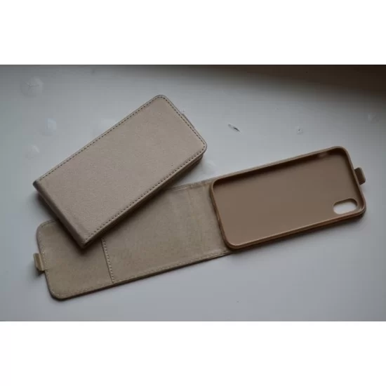 Apple iPhone X / XS atverčiamas dėklas Flexi, gold Apple iPhone X / XS atverčiamas dėklas Flexi, gold
