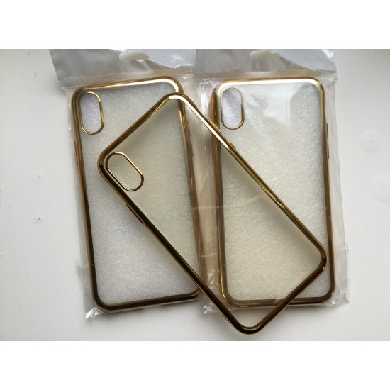 Apple iPhone X / XS silikoninis dėklas, auksiniais kraštais