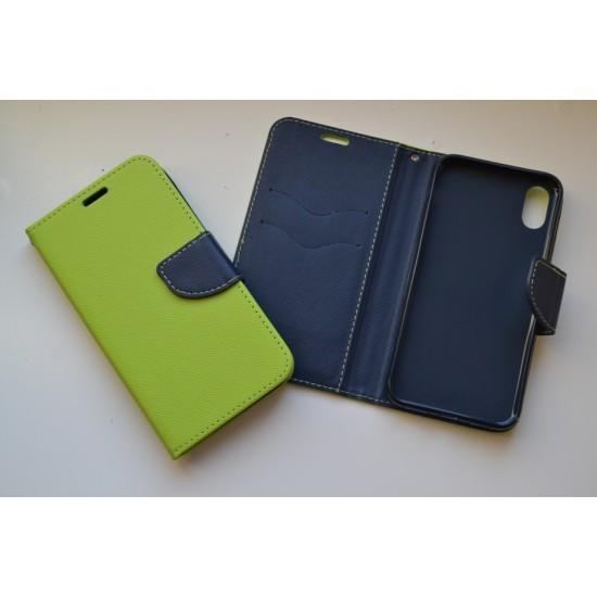 Apple iPhone X / XS dėklas knygutė Fancy, lime