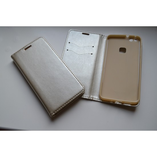 Huawei P10 Lite dėklas knygutė Magnetic, auksinis