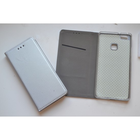 Huawei P9 Lite dėklas knygutė Magnet Book, silver