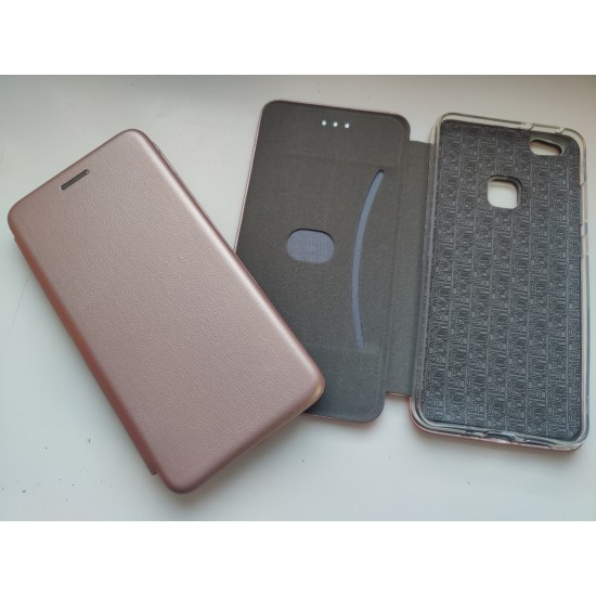 Huawei P10 Lite dėklas knygutė Diva, rausvai auksinis
