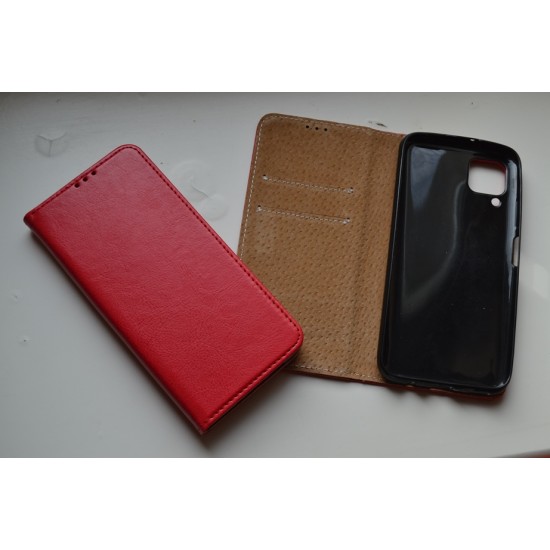 Huawei P40 Lite odinis dėklas knygutė, raudonas