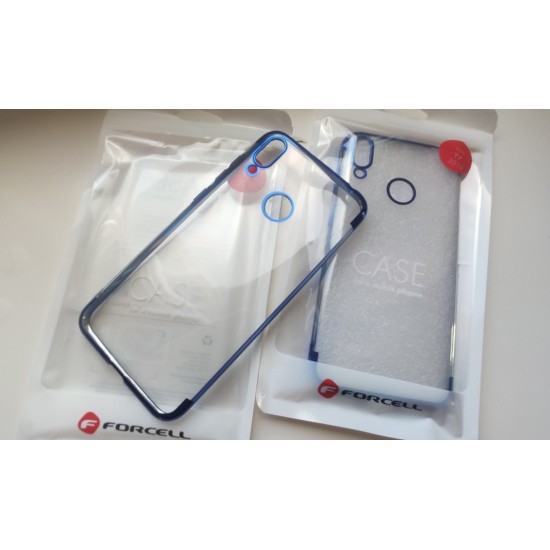 Huawei Y7 2019 silikoninis dėklas mėlynos spalvos rėmeliu