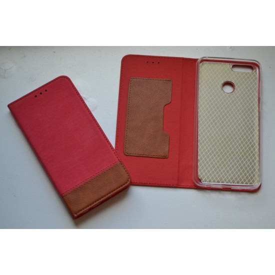 Huawei Honor 7X dėklas knygutė Retro, red