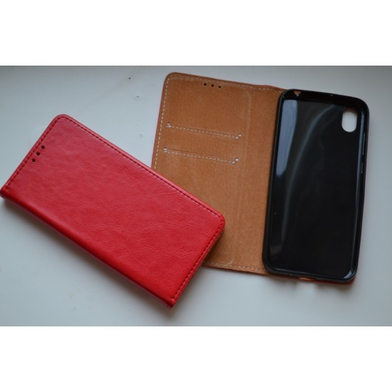 Xiaomi Redmi 7A odinis dėklas knygutė, raudonas
