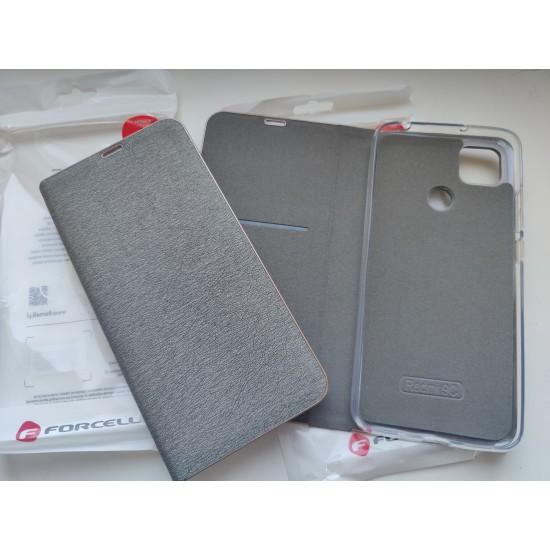 Xiaomi Redmi 9C / Redmi 10A dėklas knygutė Luna, pilkas