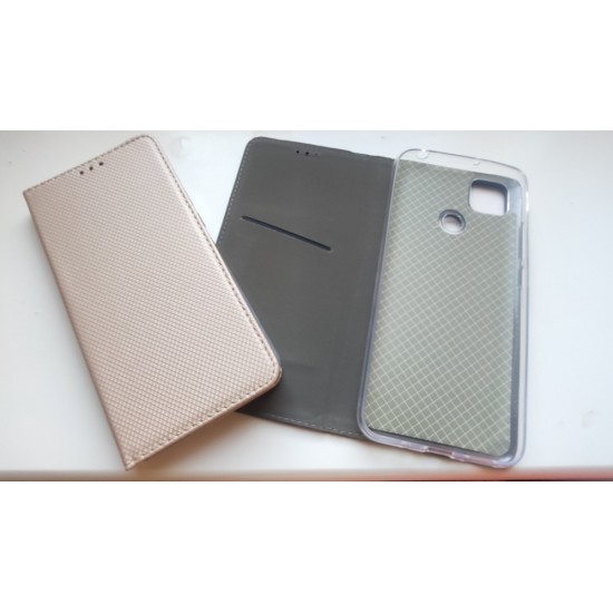 Xiaomi Redmi 9C / Redmi 10A dėklas knygutė Magnet Book, auksinis