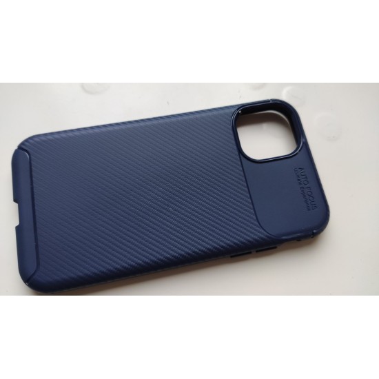 Apple iPhone 11 Pro Max silikoninis dėklas Carbon Style, mėlynas