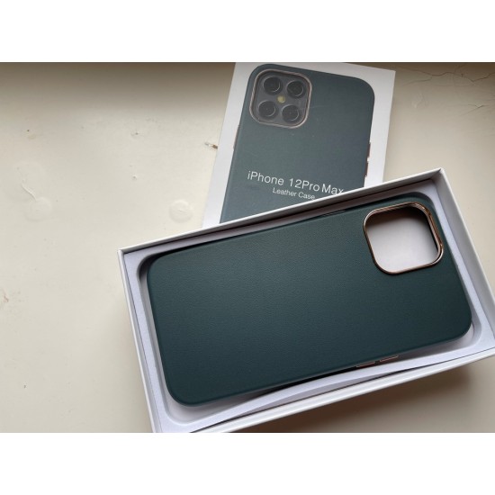 Apple iPhone 12 Pro Max dėklas Leather Case, žalias