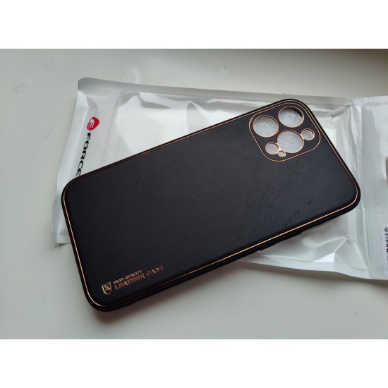 Apple iPhone 12 Pro Max dėklas nugarėlė Leather, juodas
