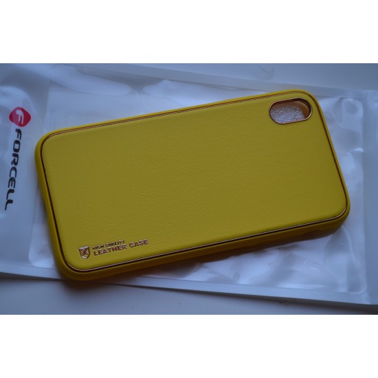 Apple iPhone XR nugarėlė Leather Case, geltonas