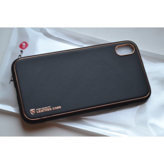 Apple iPhone XR nugarėlė Leather Case, juodas