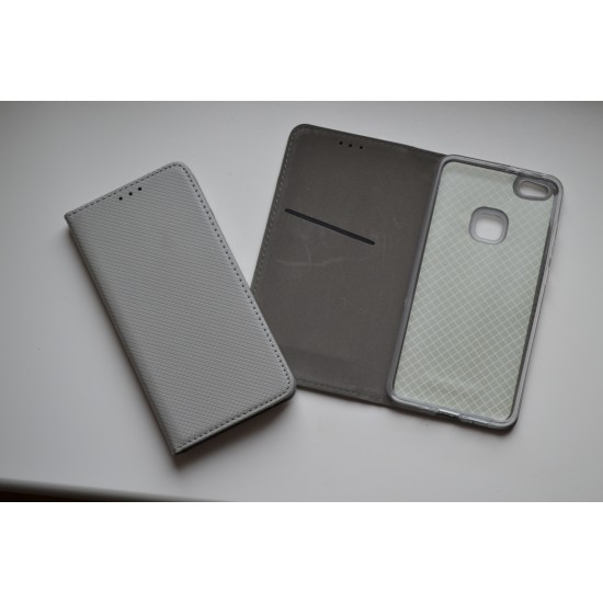 Huawei P10 Lite dėklas knygutė Magnet Book, silver