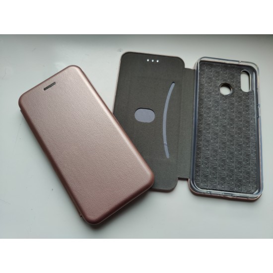 Huawei P20 Lite dėklas knygutė Diva, rausvai auksinis
