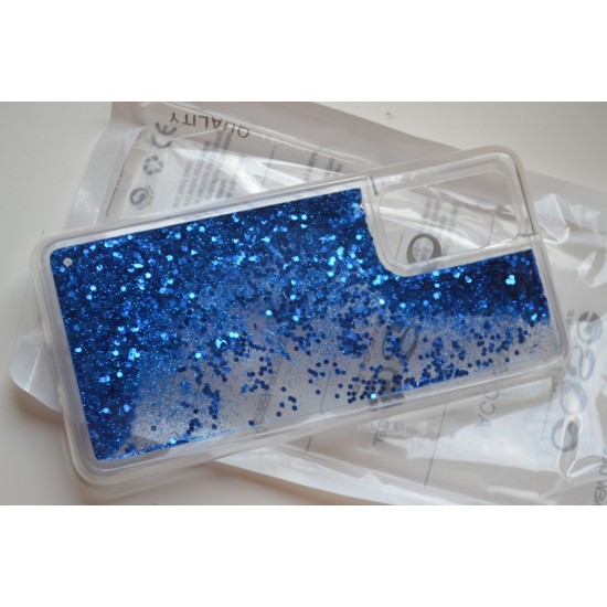 Huawei P40 dėklas su judančiais blizgučiais, mėlynas