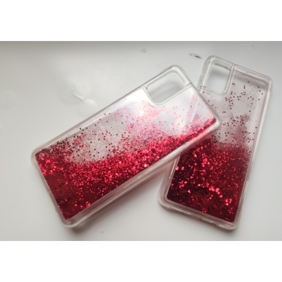 Huawei P40 dėklas su judančiais blizgučiais, raudonas