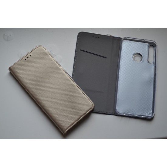 Huawei P40 Lite E dėklas knygutė Magnet book, auksinis