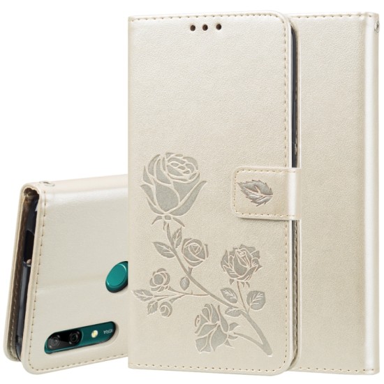 Huawei P Smart Z / Honor 9X dėklas knygutė Flowers, auksinis