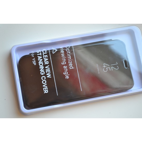 Huawei Y5p dėklas knygutė Clear View, juodas