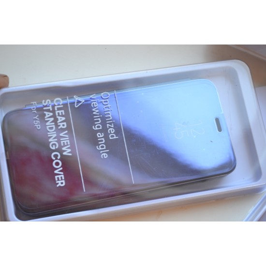 Huawei Y5p dėklas knygutė Clear View, violetinis