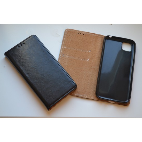 Huawei Y5p odinis dėklas knygutė, juodas