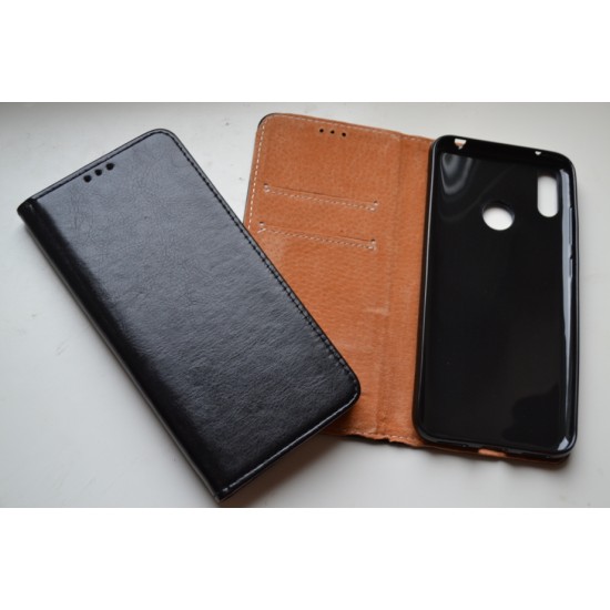 Huawei Y6 2019 / Honor 8A odinis dėklas knygutė, juodas