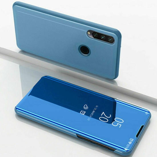 Huawei Y6p dėklas knygutė Clear View, mėlynas