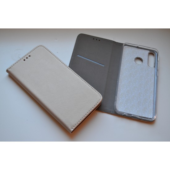 Huawei Y6p dėklas knygutė Magnet book, auksinis