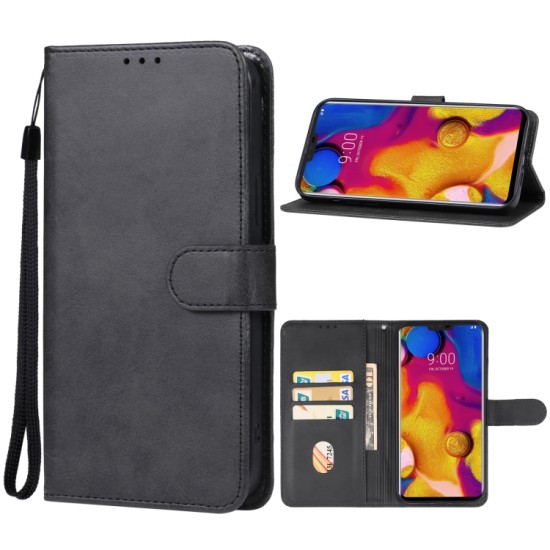 LG V40 dėklas knygutė piniginė, juodas