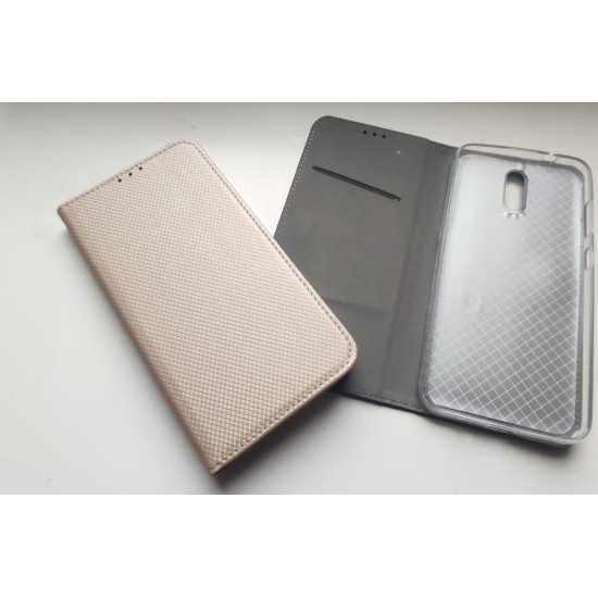 Nokia 2.3 dėklas knygutė Magnet Book, auksinis