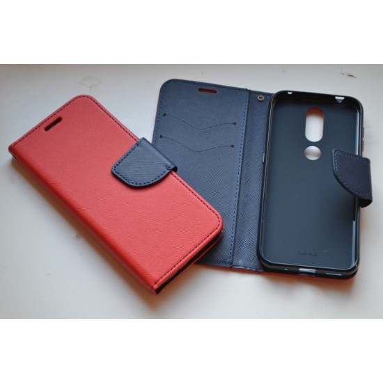 Nokia 4.2 atverčiamas dėklas knygutė Fancy Book, raudonas