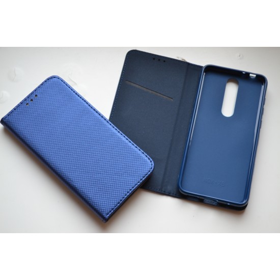 Nokia 5.1 Plus dėklas knygutė Magnet Book, mėlynas