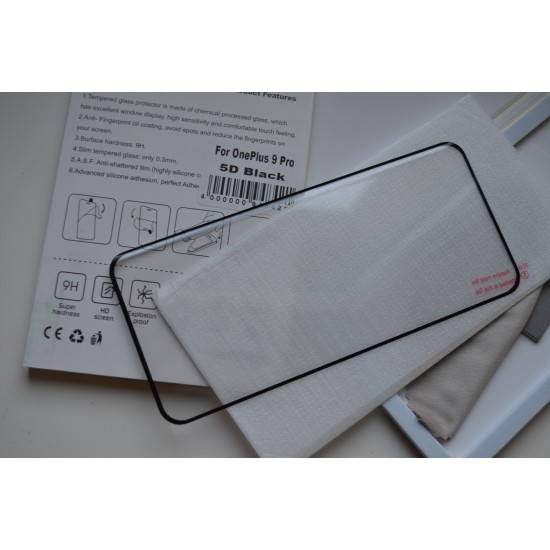 OnePlus 9 Pro pilnas apsauginis ekrano stiklas 5d, juodas