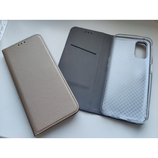Realme 7 5G dėklas knygutė, auksinis