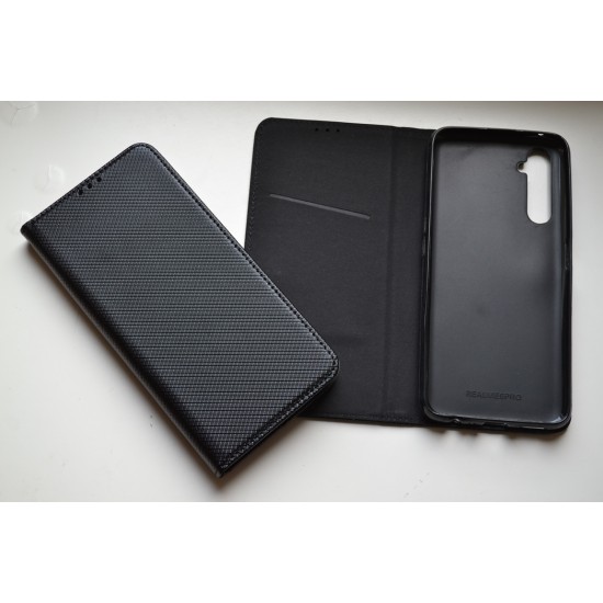 Realme 6 Pro atverčiamas dėklas knygutė, juodas