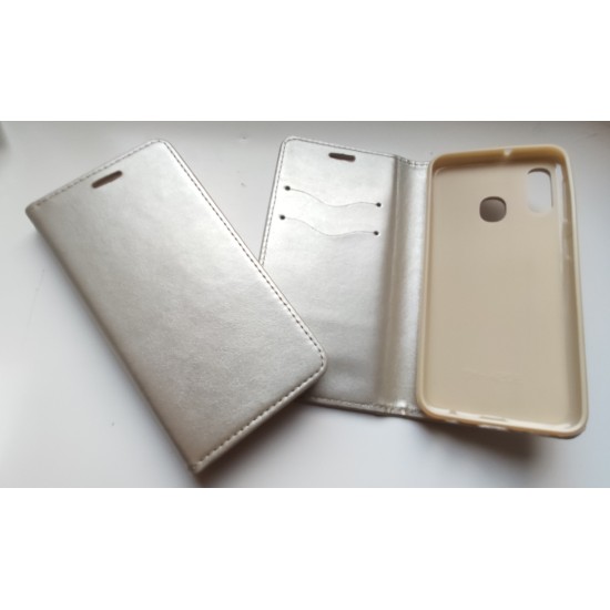 Samsung Galaxy A20e dėklas knygutė Elegance, auksinis