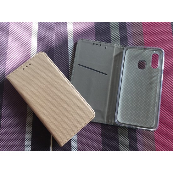 Samsung Galaxy A20e dėklas knygutė Magnet Book, gold