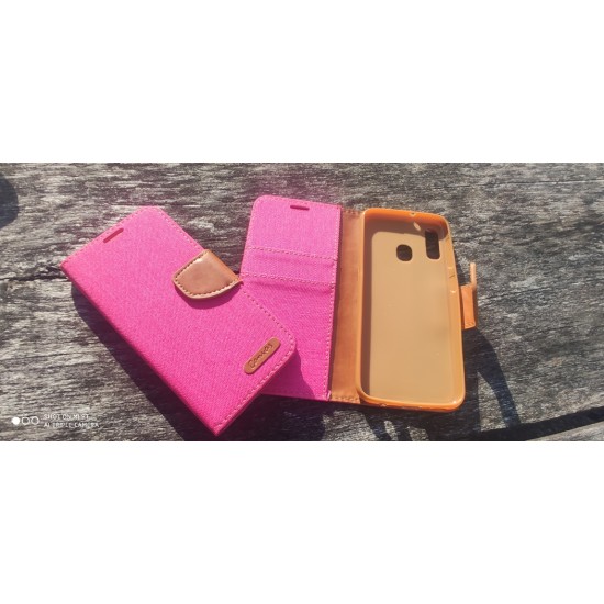 Samsung Galaxy A40 dėklas knygutė Canvas, rožinis