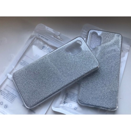 Samsung Galaxy A32 5G dėklas su žėručiu, sidabrinis