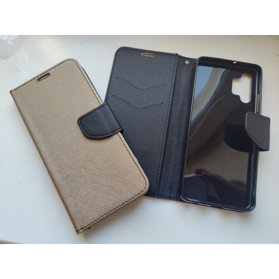 Samsung Galaxy A32 4G dėklas knygutė Fancy, auksinis