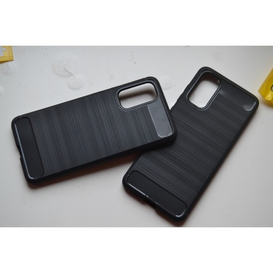 Samsung Galaxy A41 silikoninis dėklas Carbon Style, juodas