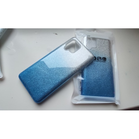 Samsung Galaxy A42 5G dvispalvis silikoninis dėklas su žėručiu, mėlynas