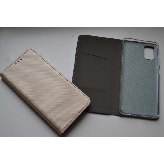 Samsung Galaxy A71 dėklas knygutė Magnet Book, auksinis