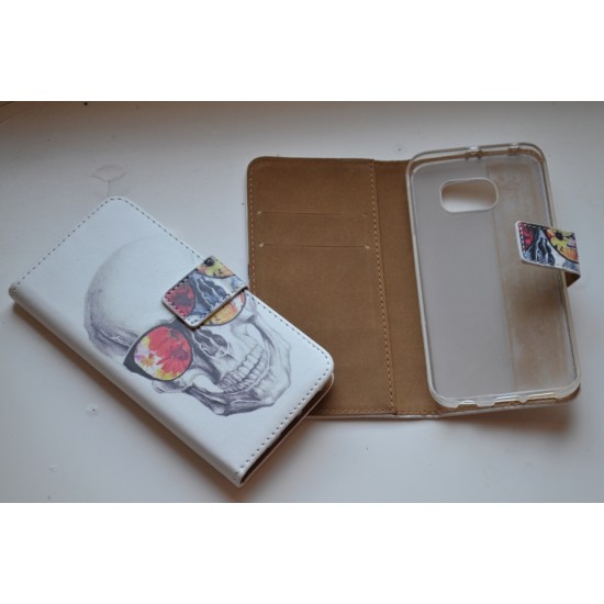 Samsung Galaxy S6 Edge dėklas knygutė Skull