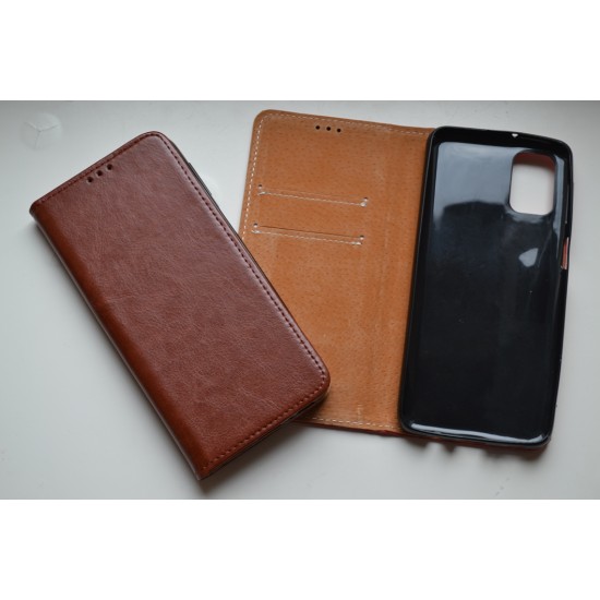 Samsung Galaxy M31s odinis dėklas knygutė, rudas