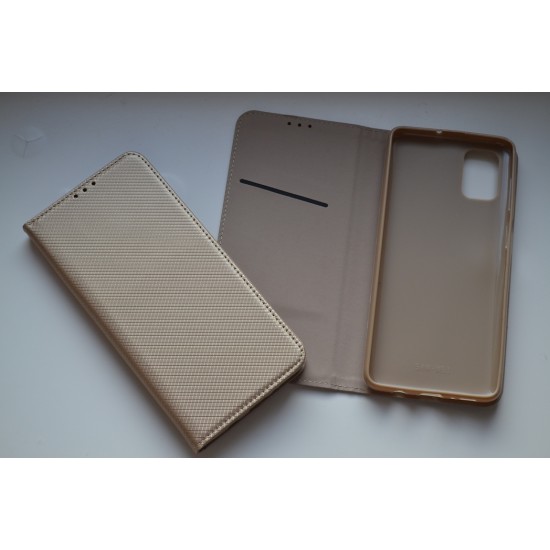 Samsung Galaxy M51 dėklas knygutė Magnet Book, auksinis