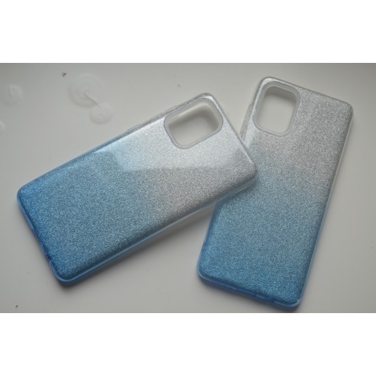 Samsung Galaxy M51 dvispalvis dėklas su žėručiu, mėlynas
