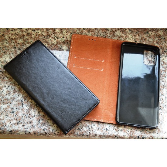 Samsung Galaxy M51 odinis dėklas knygutė, juodas